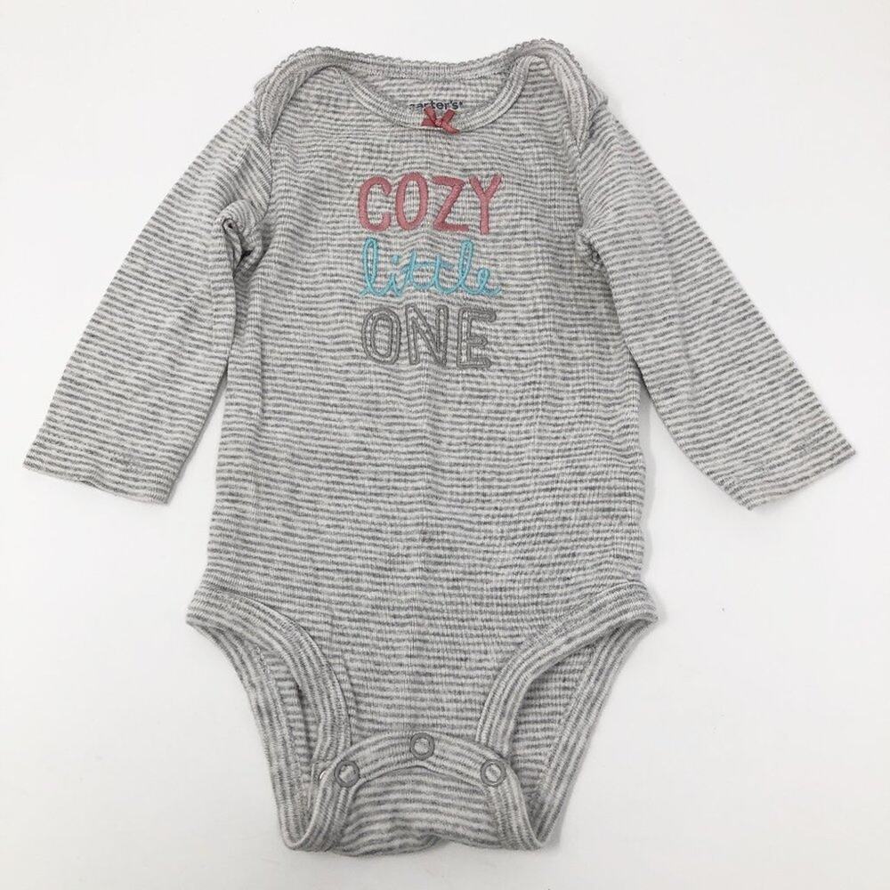 Carter's Baby Girl Striped Gray Long Sleeve Bodysuit 3M
